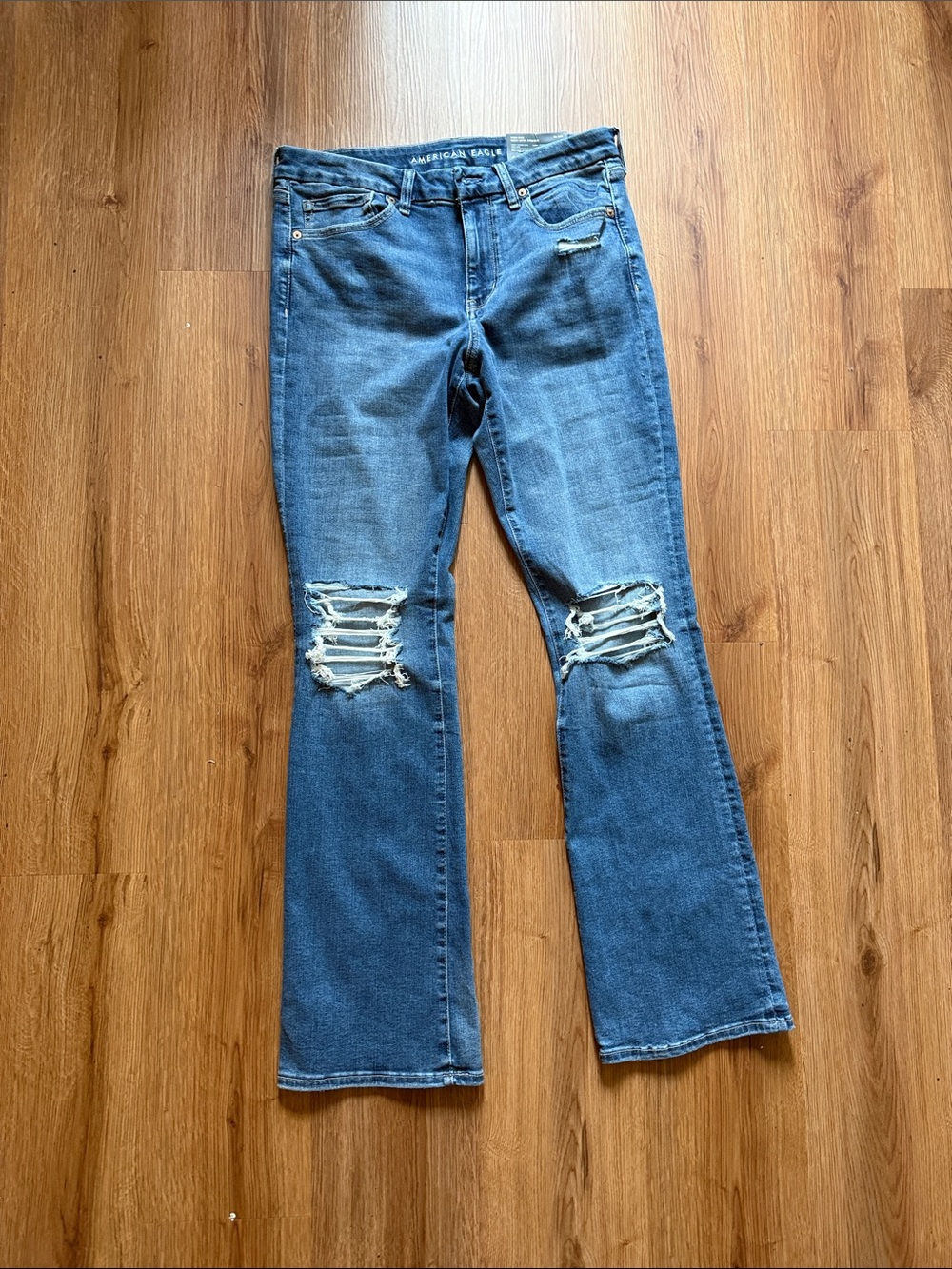 American Eagle Outfitters Blue Ripped Flare Jeans - Women's